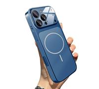 WRYHAUL Upgrade Slim Hard Glass Shockproof Magnetic Case for iPhone 17, with Integrated Camera Protection, Magnetic Charging Anti-Collision Matte Protective Case (17 Pro-MAX,Blue)