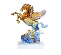 WRYSQBHJYB Statua Pegaso in Vetro, Figurina Feng Shui, Scultura di Cavallo Alato, Decorazione per Scrivania e Casa, Ornamento Portafortuna per Successo Professionale(Blue,Large)