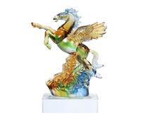 WRYSQBHJYB Statua Pegaso in Vetro, Figurina Feng Shui, Scultura di Cavallo Alato, Decorazione per Scrivania e Casa, Ornamento Portafortuna per Successo Professionale(Green,Medium)