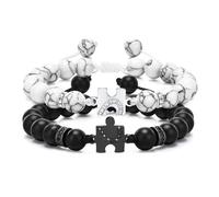 Wryzorix Regalos de San Valentín Pulseras de pareja, rompecabezas de corazón, pulsera cubana permanente para pareja, regalo de día de vejez, regalo para él, regalo de aniversario de San Valentín