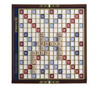 WS Game Company Scrabble Deluxe Travel Edition - Juego de palabras, tema del alfabeto, 2-4 jugadores, a partir de 8 años