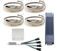 WS2811 Cob fluye agua corriente tira LED luz carreras de caballos neumáticos de caza control remoto inalámbrico DC24V potencia 20m 10m juego completo (tira 4x5M + 1 controlador + 1 potencia 3000K)