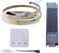 WS2811 Cob fluye agua corriente tira LED luz carreras de caballos neumáticos de caza control remoto inalámbrico DC24V potencia 20m 10m juego completo (1x5M Strip + 1x Controller + 1x Power, 6000K)