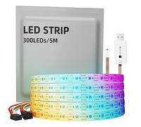 WS2812B Tira LED, Direccionable Individualmente 5050 SMD 256 RGBIC Tira LED para Diseño DIY y Decoración del Hogar (300LEDs/5M, Blanco)