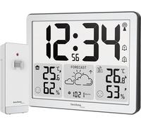 WS6780-2 en 1 reloj inalámbrico y estación meteorológica inalámbrica en uno, temperatura interior y exterior, humedad, presión atmosférica, hasta 3 transmisores (un transmisor incluido)