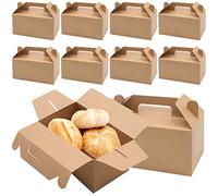 WSAMJIN 10 Piezas Caja de Papel Kraft Marrón, Kraft Papel Cajas Regalo, Cajas de Embalaje Para Llevar Cajas para Fiestas Cajas para Pasteles Para Pasteles,Galletas,Pollo Frito (19x10x9 cm)