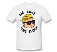 WSB Wallstreet Bets We Love The Stock Stonk Print Cotton T-Shirt Investing Wallstreetbets for Men Fashion Streetwear White(Small)