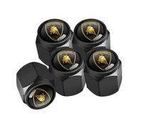 WSCDMCC 4 Piezas Tapones de Válvula de Coche para Lamborghini Aventador Gallardo Huracan Murcielago Urus, Antipolvo Tapones Rueda Coche con Emblema Logo, Accesorios Coche,Black