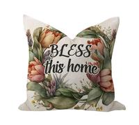WSDESDEC Elegantes fundas de almohada de 16 x 16 pulgadas, fundas de almohada suaves de lino de algodón con flores coloridas para porche, interior, dormitorio