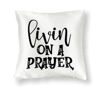 WSDESDEC Funda de almohada de Pascua Livin on A Prayer de 16 x 16 pulgadas, fundas de almohada de satén vintage, funda de almohada cuadrada de conejo para vacaciones, fiesta, banco, cama, sofá