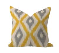 WSDESDEC Funda de almohada sólida de 45,7 x 45,7 cm, tela Ikat, color gris y amarillo, vintage, fundas de almohada abstractas, contemporáneas, color gris, decoración navideña, funda de cojín cuadrada