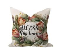 WSDESDEC Funda de almohada suave de 20 x 20 pulgadas, fundas de almohada modernas con coronas de temporada, decoración redonda, funda de cojín cuadrada de lino para el hogar, vacaciones, fiesta, hotel