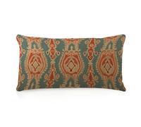 WSDESDEC Funda de cojín con patrón de tela Ikat de calabaza impresa a dos caras de lino bohemio rectangular funda de cojín para sofá interior y exterior