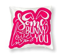 WSDESDEC Funda de cojín de 40,6 x 40,6 cm, diseño de conejito con texto en inglés "Some Bunny Loves You", decoración del hogar, fundas de cojín transpirables para sofá, sala de estar, jardín