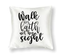 WSDESDEC Funda de cojín de estilo rústico de 40,6 x 40,6 cm, diseño de Pascua Walk by Faith Not by Sigh Decor, fundas de cojín transpirables de seda de conejo para cama, galería al aire libre