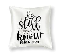 WSDESDEC Fundas de almohada decorativas para exteriores, 40,6 x 40,6 cm, con texto en inglés "Be still And Know", salmo 46:10, decoración de granja, fundas de almohada de seda de conejo, fundas