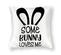 WSDESDEC Some Bunny Loves Me - Fundas de almohada suaves para exteriores, elegantes fundas de almohada de fiesta de vacaciones, fundas de almohada cuadradas de seda para decoración del hogar, porche