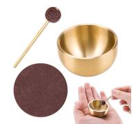 WSDMAVIS 1 exquisito juego de mini cuenco tibetano con mazo y cojín, cuenco espiritual ritual de latón batido a mano para meditación, alivio del estrés, curación de sonido, yoga, relajación profunda