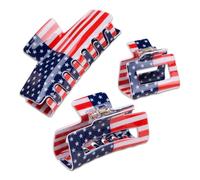 WSDMAVIS 3 pinzas para el pelo de color rojo, blanco y azul, de acrílico patriótico, con bandera de Estados Unidos, para el Día de la Independencia, 4 de julio, accesorios para el cabello