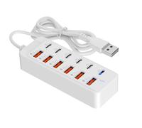 Wsdsgz Adaptador de carga multipuerto USB C y A, toma eléctrica compatible con 12 dispositivos simultáneos de estaciones C Hubs