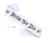 Wsdsgz Banda para novia o troquel, decoración de despedida de soltera con texto en inglés "Till Death Do Us" para despedida de soltera, boda, hasta la muerte, blanco, Talla única