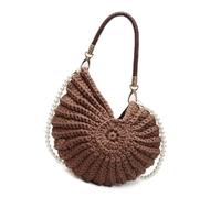 Wsdsgz Bolso de hombro a juego para mujer, con conchas marinas, tejido a mano, bolso de moda de caracola, mensajeros para mujer, bolso de hombro elegante tejido a mano con conchas marinas, café, One