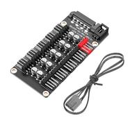 Wsdsgz Controlador de velocidad del ventilador PWM de 10 posiciones para sistemas de refrigeración de PC con modo de funcionamiento silencioso, control térmico más inteligente, controlador de