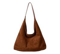 Wsdsgz Elegante bolso retro holgado para axilas, espacioso bolso de ante, perfecto para el trabajo, la escuela y ocasiones informales, bolsa de trabajo espaciosa, Brown, One Size