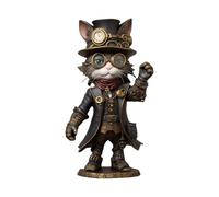 Wsdsgz Figura de gato victoriano en miniatura de inventor victoriano, escultura de resina hecha a mano para Halloween, decoración del hogar, regalo de gatos, adorno coleccionable