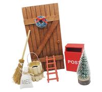 Wsdsgz Juego de decoración de escena navideña de madera en miniatura para exhibición de casa de muñecas, incluye puerta ornamentada, festival, corona, buzón, decoración en miniatura de pueblo de