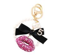 Wsdsgz Llavero de labios con lazo brillante, ligero, colgante de joyería, decoración para uso diario y regalos de moda, soporte para labios con diamantes de imitación, Rosa Roja, Talla única