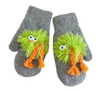 Wsdsgz Manoplas de dibujos animados para mujer con trenzas, guantes de punto, guantes gruesos, peludos, cálidos, de payaso, gruesos para invierno, gris oscuro, Talla única