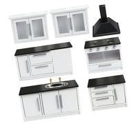 Wsdsgz Réplica De Muebles De Cocina Escala 1:12 7 Piezas Pequeña Casa Modelo Extensiones De Madera De Roble Realista Modelo Casa Muebles De Cocina