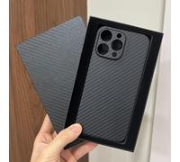 WSDSM Funda de Fibra de Carbono de Aramida Real para iPhone 11 12 13 14 15 Pro MAX Plus Mini ProMax para iPhone 15 i13 i14 i15 256/512, Negro, para 14