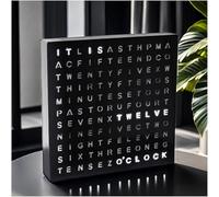 Wsexyy Reloj De Palabras De Iluminación LED, Reloj De Palabras De Escritorio, Dial Cuadrado De 6 Pulgadas, Alimentado por USB, Muestra Tiempo como Texto, Contemporáneo, Sala De Estar, Dormitorio