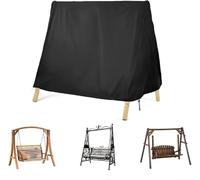 WSFYTAM Funda para Columpio Hollywood, Funda para Sillón Playa, Resistente Al Invierno: para Protección Muebles Jardín, Protección UV, Funda Triangular Universal, Impermeable,Negro,216 * 140 * 170cm