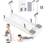WSFYTAM Tabla De Pilates 5 En 1 para El Hogar, Máquina De Pilates Reformer con Protector De Rodillas, Tabla De Pilates Reformer Plegable con Rebote Automático,Blanca