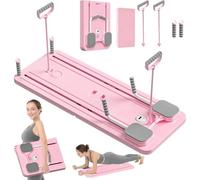 WSFYTAM Tabla De Pilates 5 En 1 para El Hogar, Máquina De Pilates Reformer con Protector De Rodillas, Tabla De Pilates Reformer Plegable con Rebote Automático,Rosado