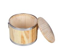 WSHA Cuenco de Arroz de Madera Para Sushi con Tapa, Tina para Mezclar Arroz [ara Sushi Hangiri con Anti-Quemaduras Borde de Acero Anillo, para Sushi Oke Restaurant Rice Barrel,Primary color,16cm