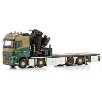WSI para Volvo FH5 para Globetrotter 8X2 TAG AXLE RIGED camión de plataforma plana 8X2 Eje TAG con FASSI 1300 + JIB para Albert Van de para Scheur BV 1:50 modelo preconstruido