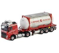 WSI para Volvo para FH4 para Globetrotter 4x2 Container Trailer 3 AXLE + 20FT Tank Container for Limpens 1:50 Truck Pre-Built Model