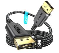 WSIANNG Cable DisplayPort 16K 3m - Cable DP 2.1 para Gaming, HDR, Dynamic HDR10+, 16K@60Hz 8K@120Hz 4K@240Hz, Compatible con Monitor, PC, Tarjeta Gráfica, HDTV