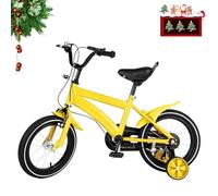 WSIKGHU Bicicleta infantil de 14 pulgadas para niñas y niños, bicicleta infantil con ruedas de apoyo a partir de 3-7 años, volante y sillín ajustables en altura, bicicleta infantil con guardabarros