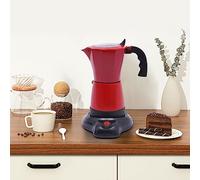 WSIKGHU Cafetera eléctrica de 300 ml, con base para 6 tazas de espresso de 480 W, base de aleación de aluminio, 360°, rotativo para la oficina y el hogar (rojo)