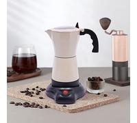WSIKGHU Cafetera eléctrica de 300 ml, con base para 6 tazas de espresso de 480 W, base de aleación de aluminio, 360°, rotativa de 360°, para la oficina y el hogar (beige)