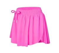 Wsirmet Pantalones cortos fluidos para mujer, diseño de mariposa, 2 en 1, atlético, entrenamiento, gimnasio, ciclista, correr, con bolsillos, Brillante rosa, XS