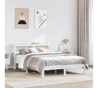 WSJHUHK Home-Beds & Accessories,Beds & Bed Frames, Bed Frame with Headboard without Mattress White 135x190 cm Double