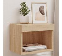 WSJHUHK Home Entertainment Centros y muebles TV, cabecera con luces LED, montaje en pared, roble sonoma
