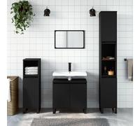 WSJHUHK Inicio-Armarios y almacenamiento, unidades de lavabo, unidades de baño, armario de baño negro 30x30x190 cm de madera de ingeniería