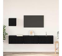 WSJHUHK Juego de 4 armarios de TV de roble negro de 60 x 30 x 30 cm, muebles de madera, soportes de TV y armarios de TV
